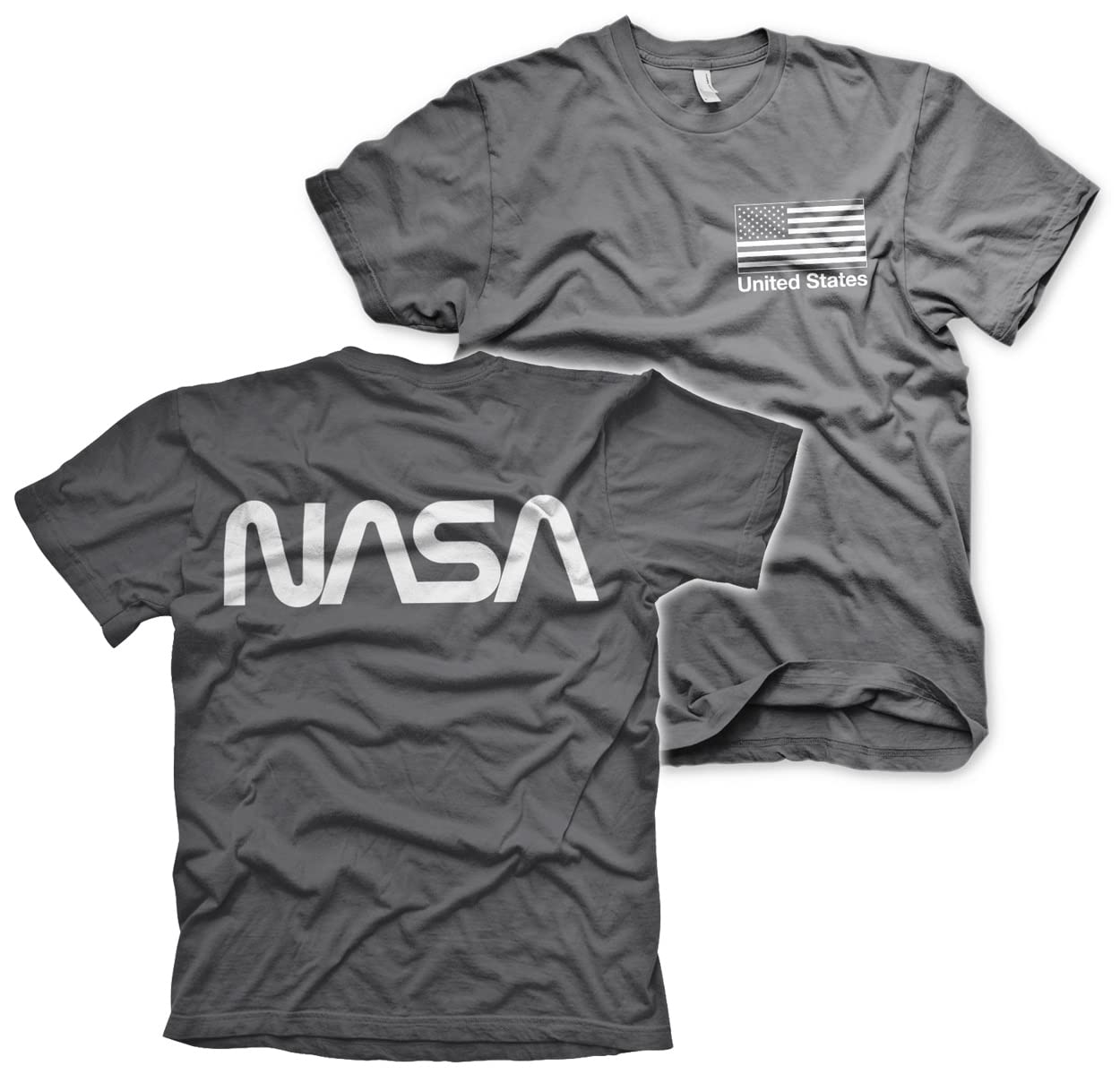 Nasa Men's Dark Grey Officially Licensed Black Flag T-Shirt (Dark Grey), X-Large