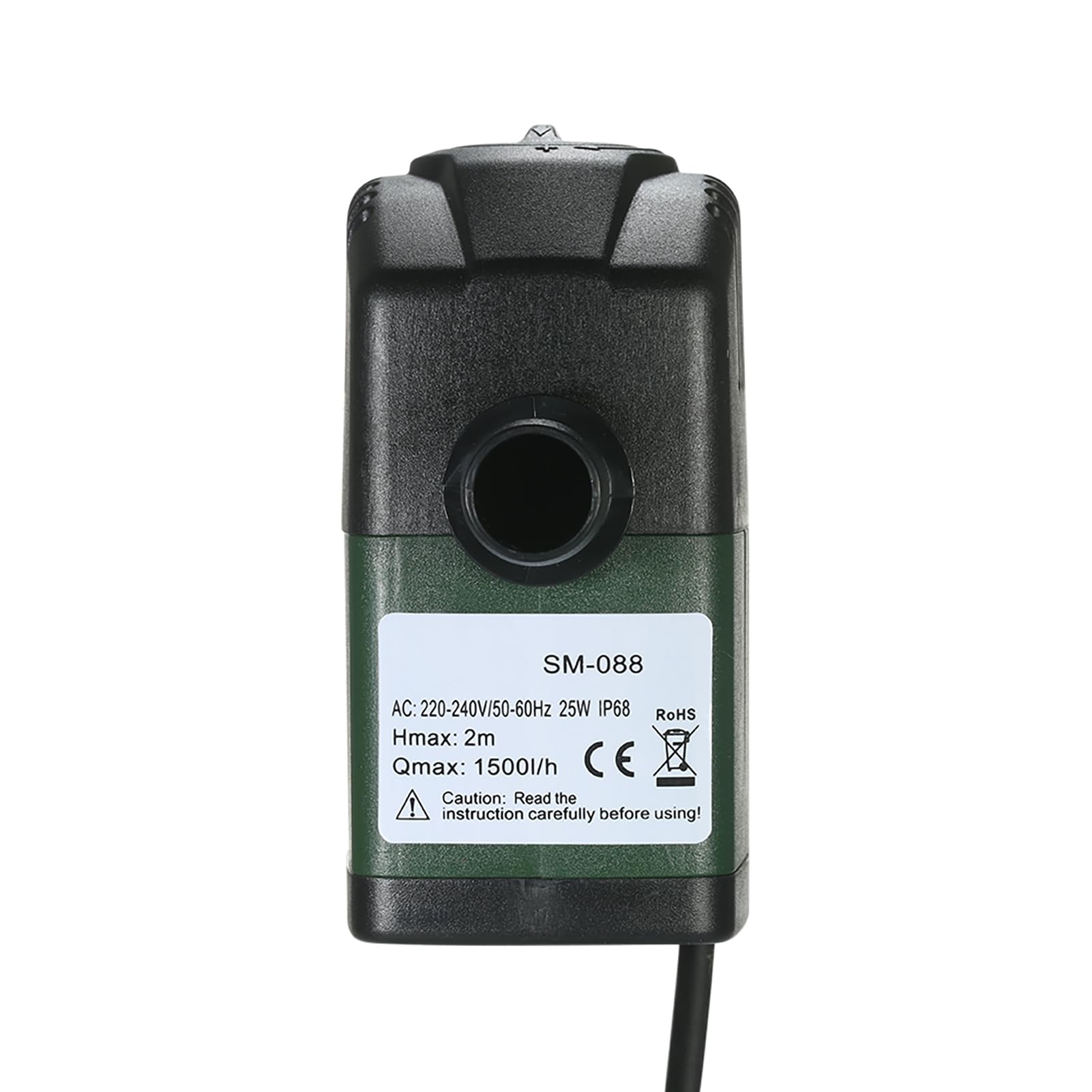Bomba de Agua Sumergible, Ultra Silencioso 1500L / H 25W Bomba de Agua Limpiable para Fuentes de Mesa de Acuario Pond Water Gardens y Sistemas hidropónicos con 2 boquillas AC220-240V