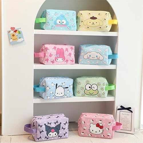 Miniatura 7 de Yoedeha Bolsa de maquillaje Kawaii, bolsa de cosméticos de viaje de piel sintética de dibujos animados, pequeña bolsa de maquillaje para niñas,