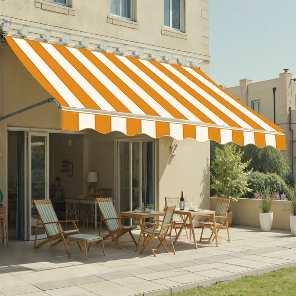 Zewnętrzna wysuwana tkanina zastępcza markizy, 3 m do 5,5 m, płócienny pokrowiec na patio, balkon i taras, żółty, 3,5 x 2,5 m