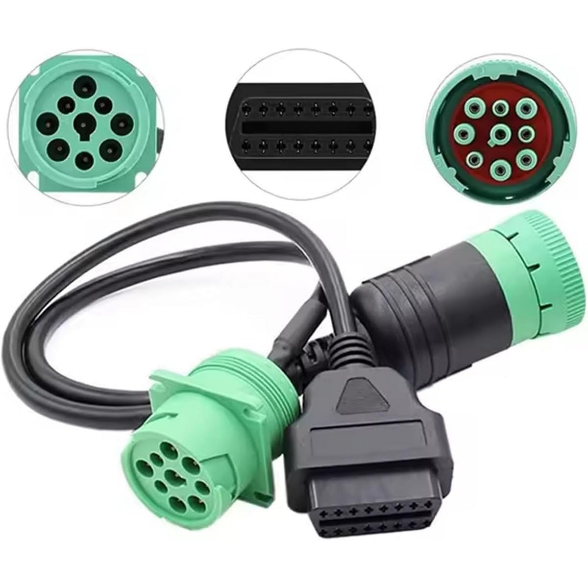 OTKEFDI J1939 9Pin Male+Female to OBD2 Female Splitter Cable-Heavy Duty Commercial Truck Diagnostic OBD Scanner’s Connector, Type2 Freightliner ELD