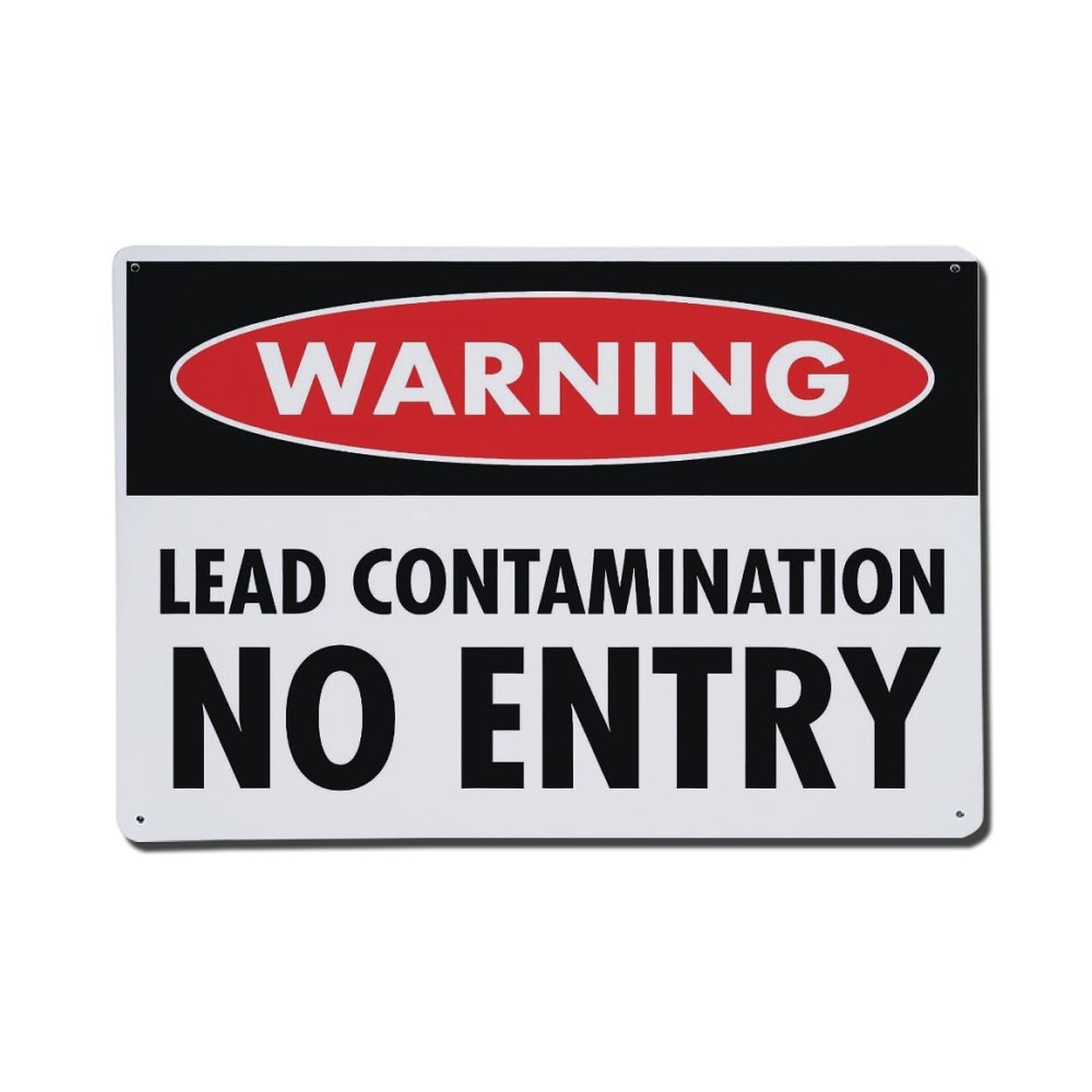 Lead Contamination No Entry Warning Plaque Vintage Aluminium Metal Sign, Retro Wall Decor for Home, Bar, Garage & Farmhouse 20x30cm