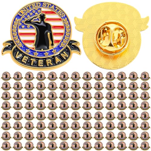 Image of Yinkin 30 /120 Pcs Memorial Day Gifts Military Badge Brooch Pins Bulk Thank You Veterans Party Favor for Memorial Day