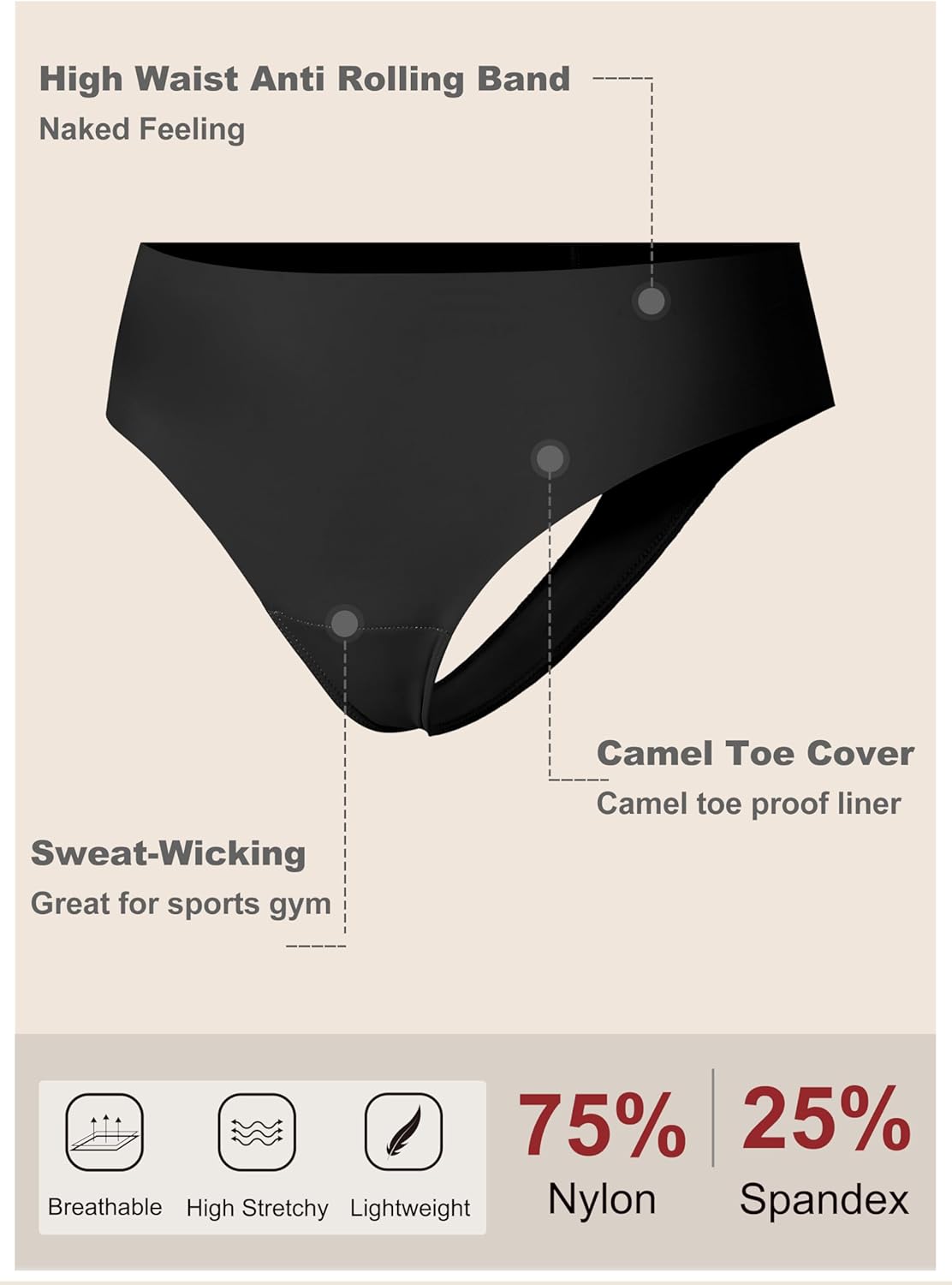 OVRUNS Camel Toe Underwear Thong for Women 3 Pack Cameltoe Proof Concealer Thongs No Show Panties Seamless Workout Underwear - Image 4