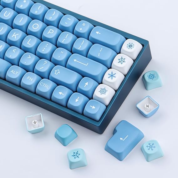 Sunzit Cute Custom PBT Keycap Set - 148 Keys MOA Profile, Dye-Sub Blue Snow Monster for Cherry MX Switches, ISO/ANSI UK Layout Mechanical Gaming Keyboard