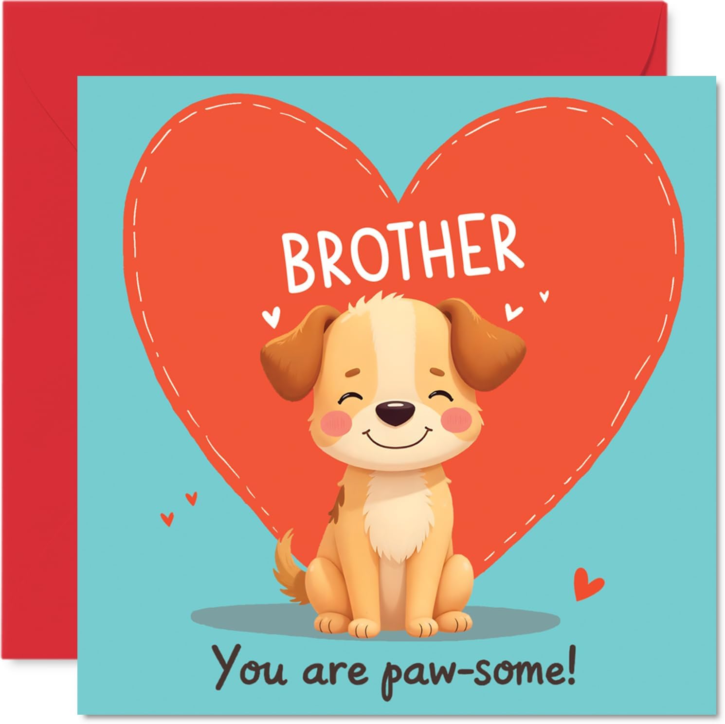Brother Birthday Card - You're Paw-some! - Happy Bday Card for Brother from Sister Sibling, 5.7 x 5.7 Inch Playful Greeting Cards