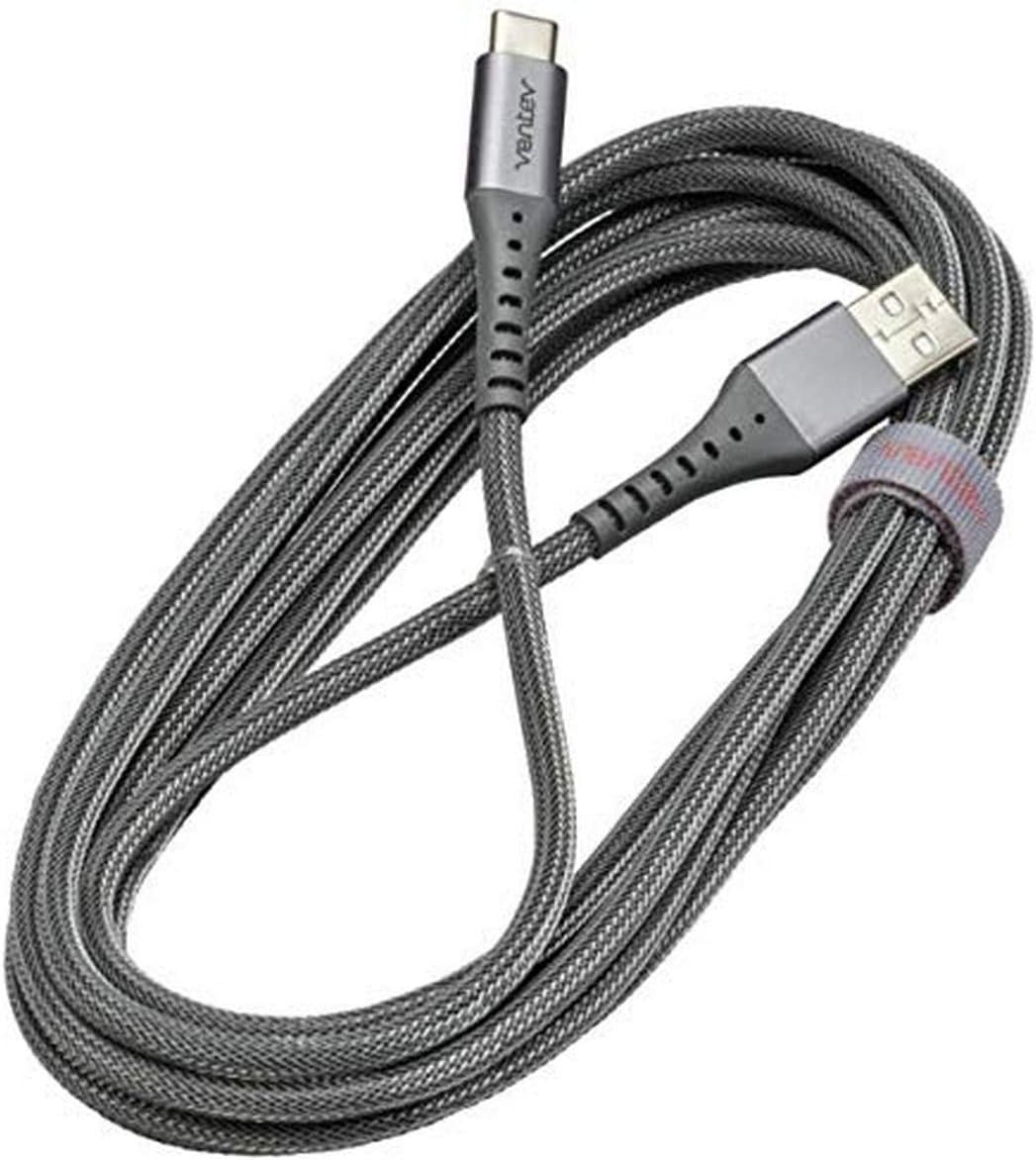 ChargeSync Braided Alloy USB Type-C Cable | USB A-C Charging Cord Fast Charging Up to 3A, USB-If Certified, Aluminum Housing, No-Fray Durability, 10Ft Steel Grey