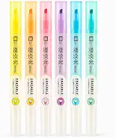 Kit Marca Texto Caneta Apagável com Ponta Dupla 6 Cores Pastel – Canetinha Marcador Mágico Suave para Estudo, Planner e Escritório