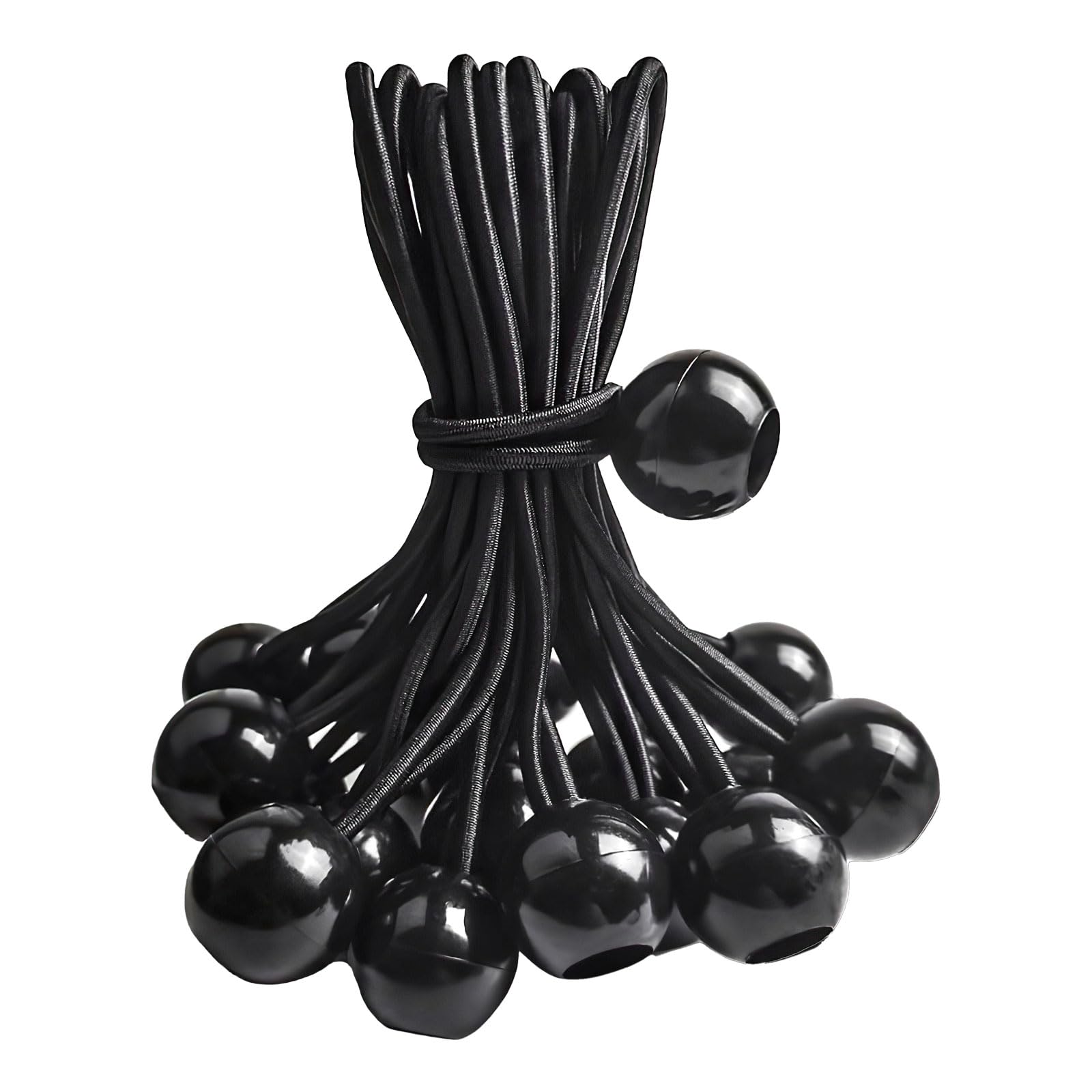 10 Pcs Bungee Cords with Balls, Flag Bungees, Bungee Balls(15 cm, Black)