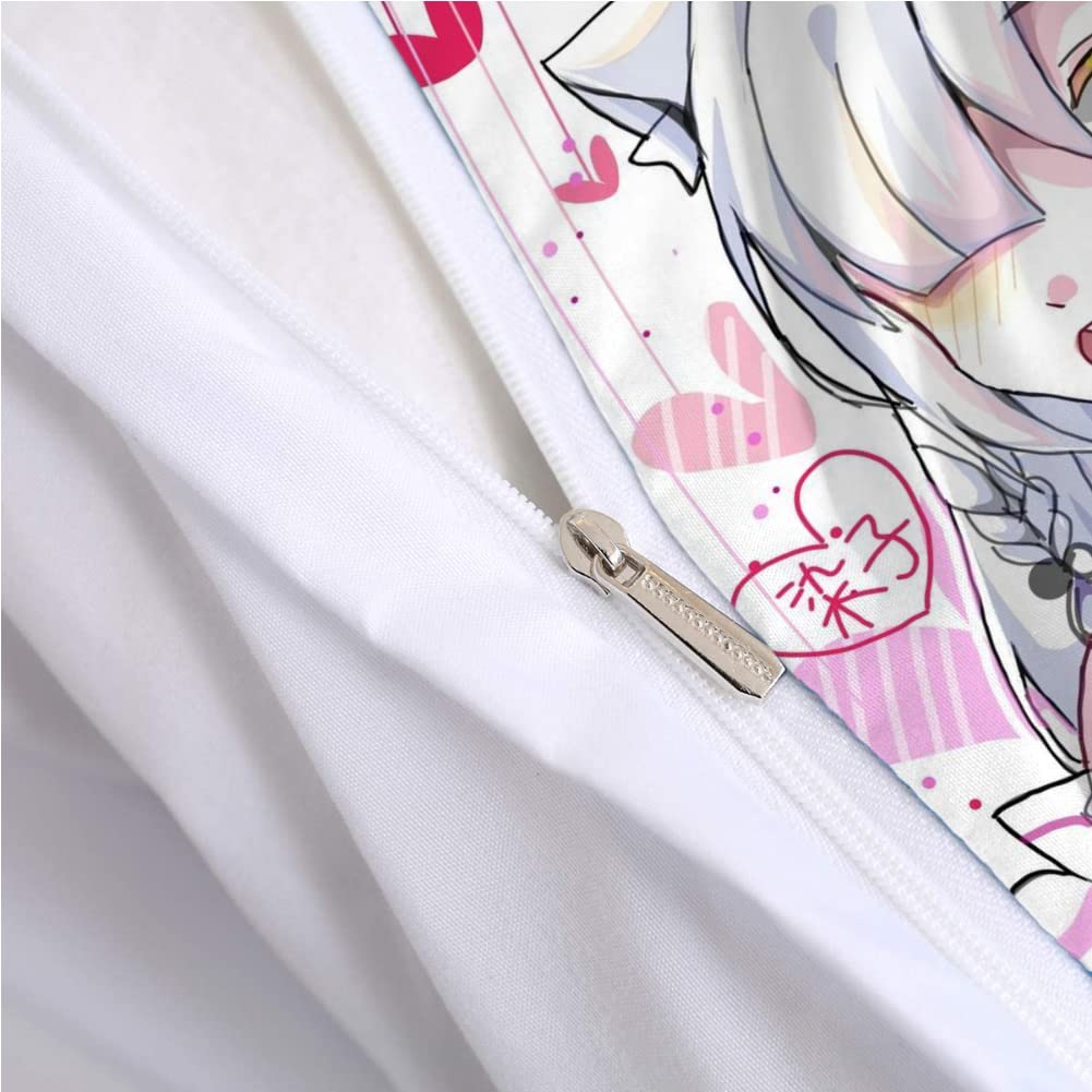 Housse de Couette 220x240 cm Dessin Animé Japonais Parure de lit Adulte 2 Personnes Manga Fille Microfibre avec Fermeture Éclair avec 2 Taies d'oreillers 65 x 65 cm