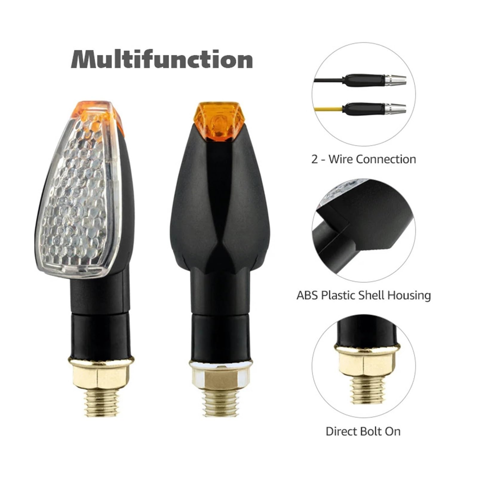 Intermitentes para Motocicleta Homologados con Marca E50, Luz Intermitente De 14 LED, Luz Ámbar Intermitente, 12 V/24 V, M10, Marca E Motocicleta Intermitentes señalizacion
