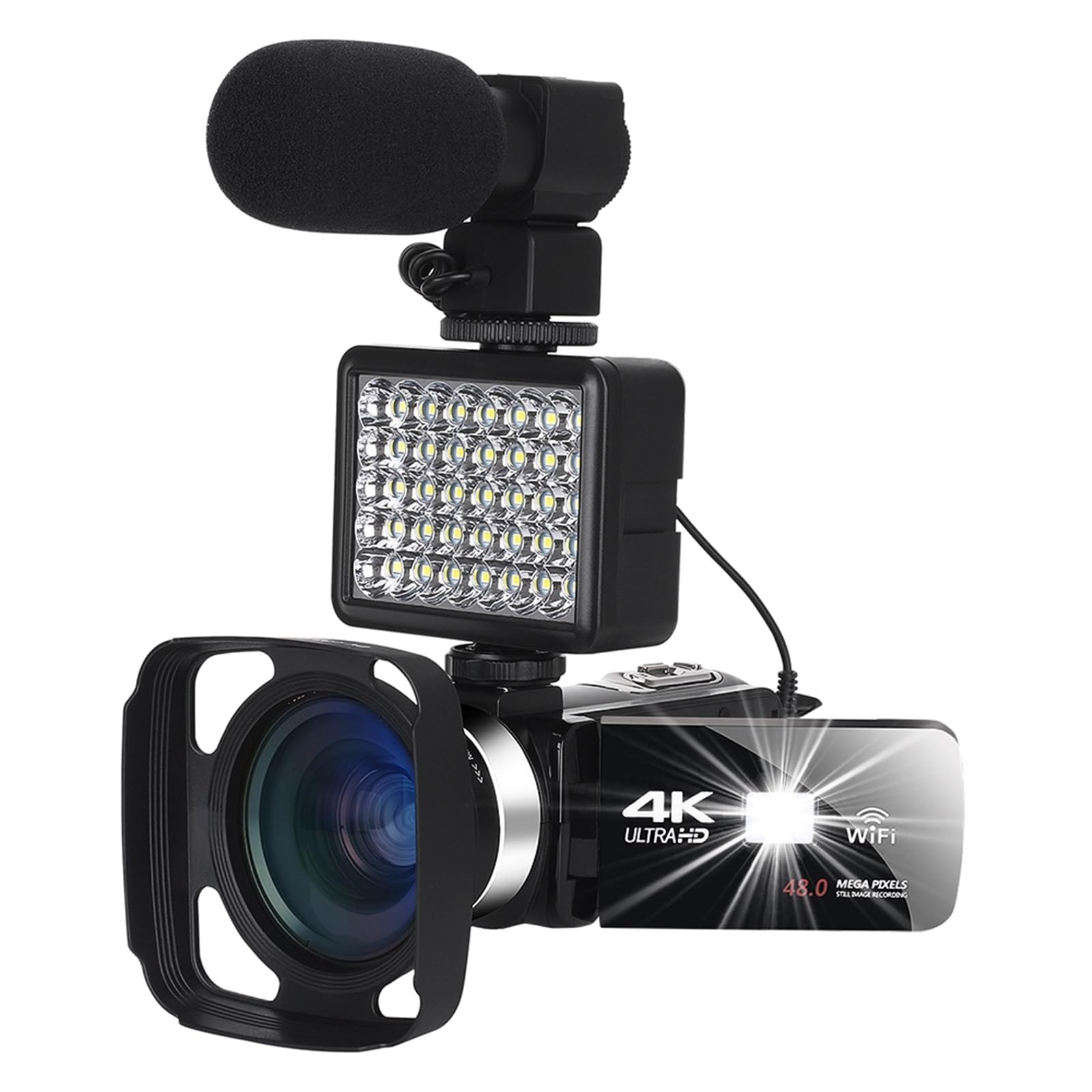 DELURA 18X Zoom 4K UHD Camcorder Live Streaming WiFi Webcam Videocamere for La Fotografia Visione Notturna IR All'aperto Telecamera HD (Size : No SD Card)