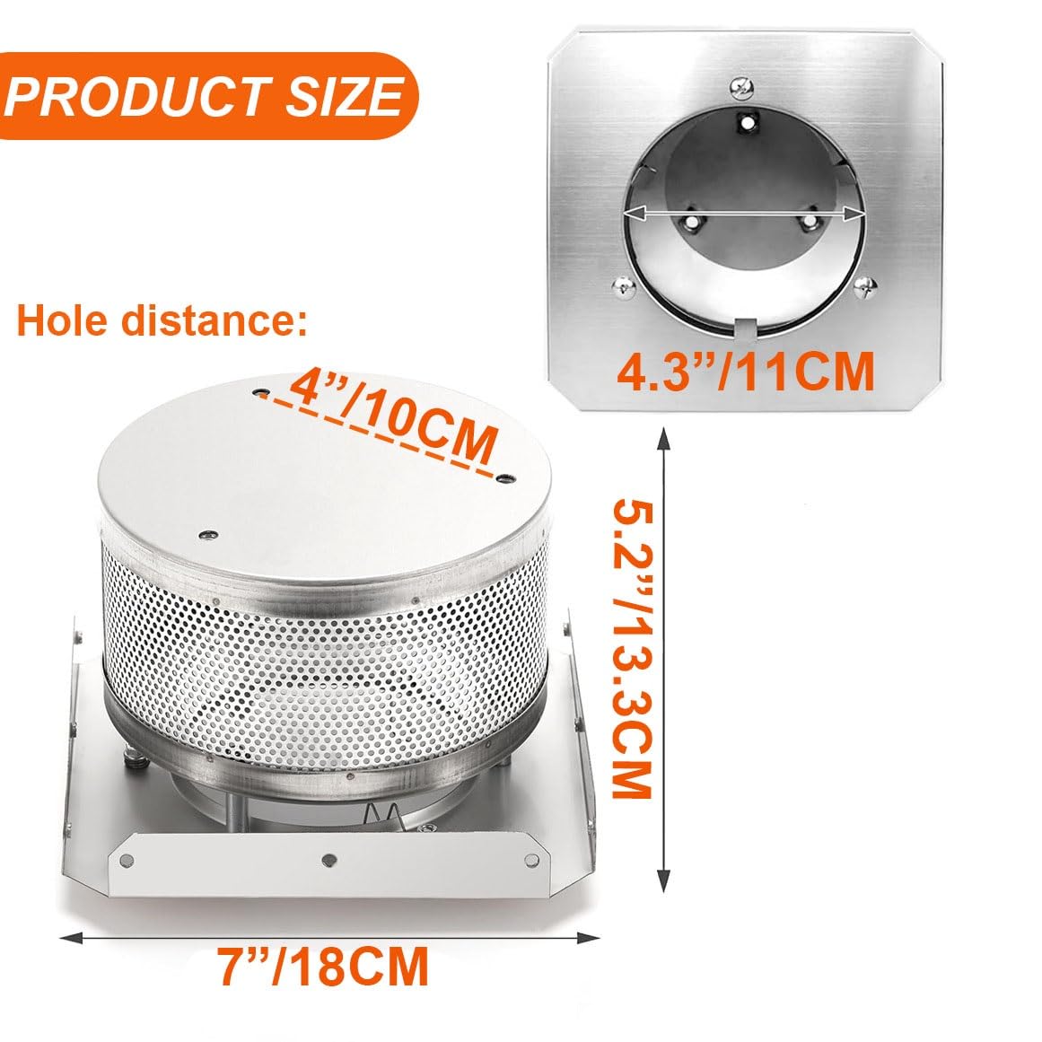 Bruciatore Per Stufa Da Patio Con Schermo E Base, 4 Lati A Piramide Parti Di Ricambio Per Riscaldatore Da Patio In Acciaio Inossidabile 304(Hole distance 10cm)