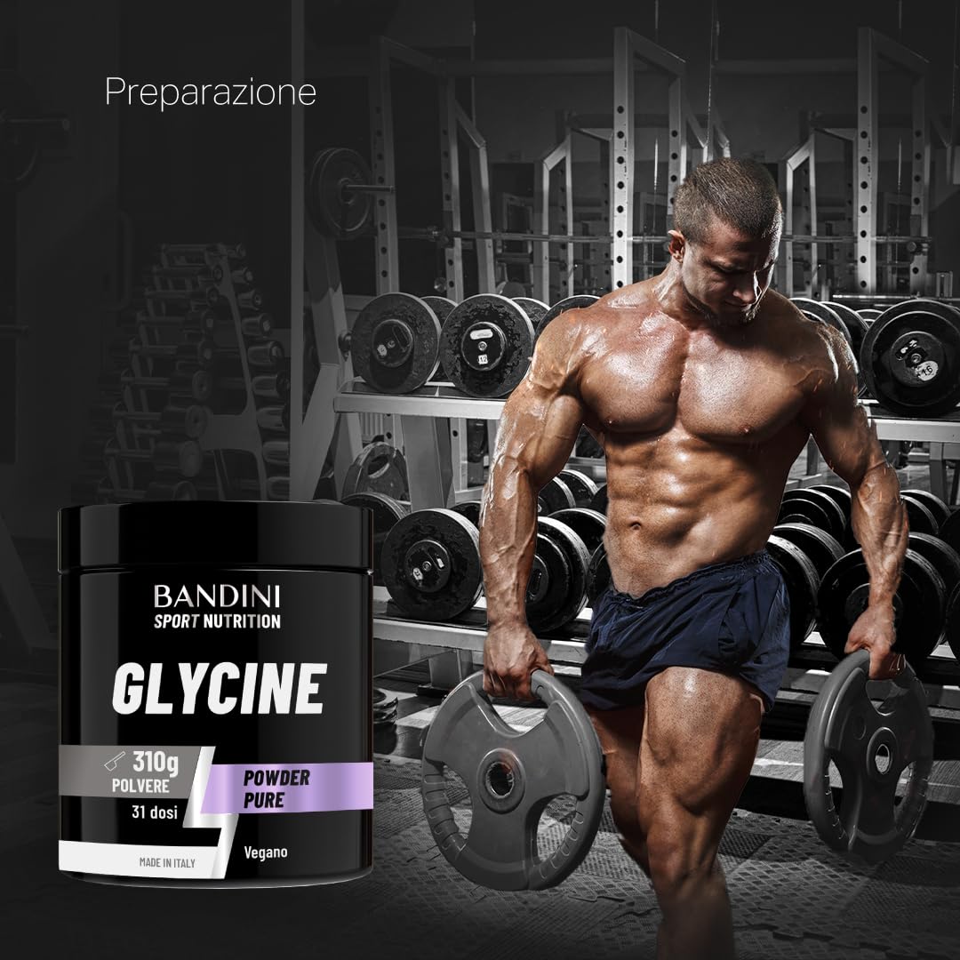 Bandini® GLICINA Polvere, Glycine Pura e Cristallina, Aiuto per il sonno, Puro Aminoacido Naturalmente Dolce, L-Glycin da 310 g, Sintesi del Collagene per Pelle e Articolazioni, Senza Additivi
