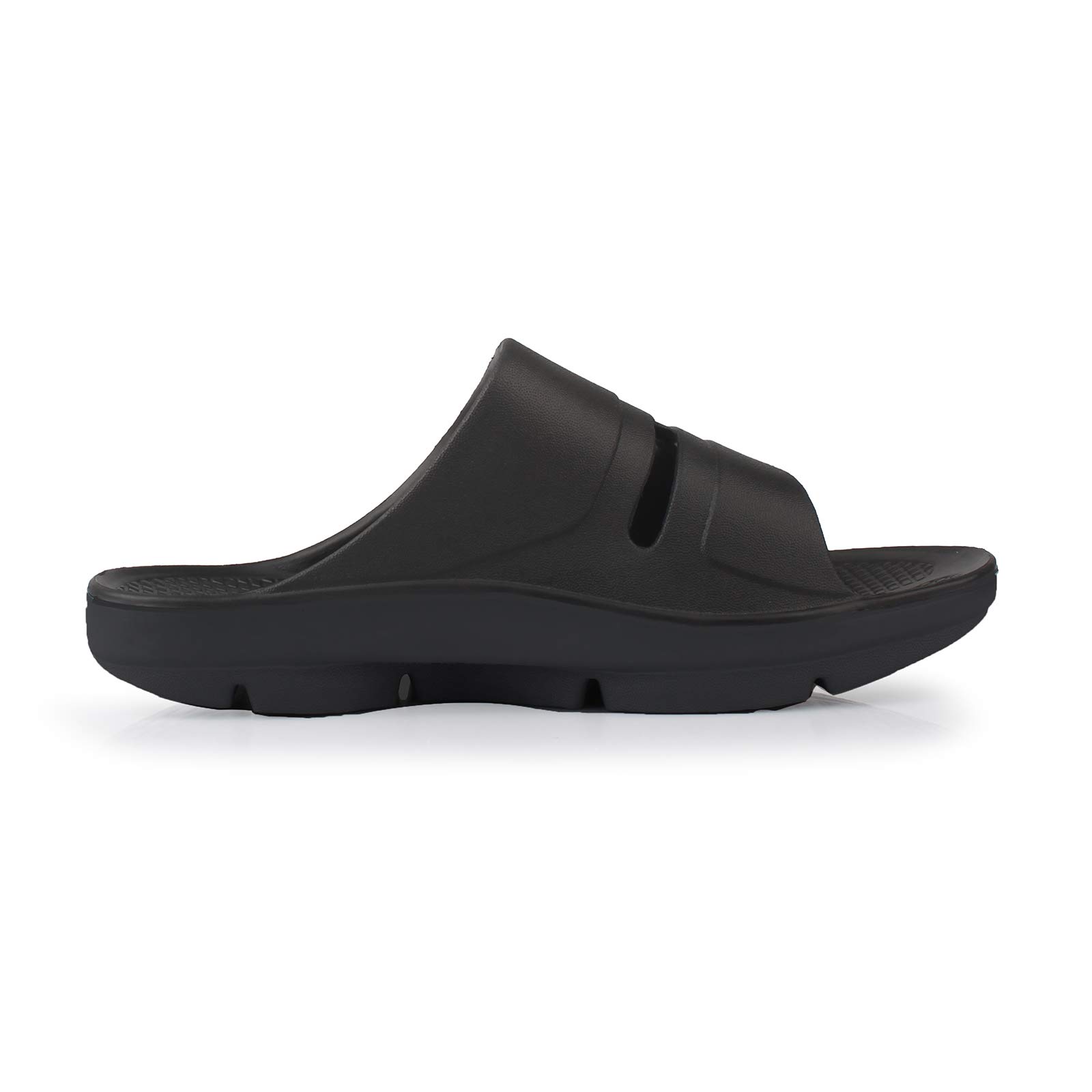Mens Comfortable Post Exercise Active Sport Recovery Slide Slip On Arch Support Sandals Indoor Outdoor Slippers Black48