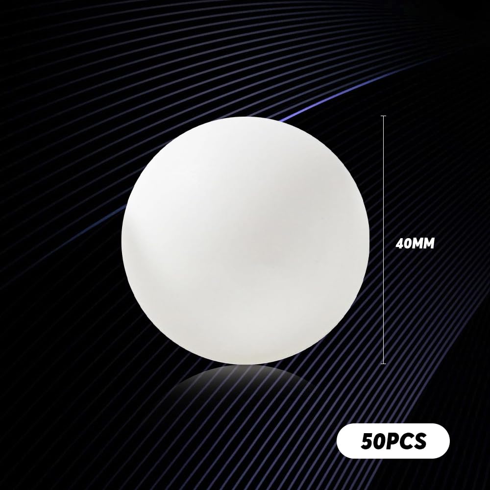 Mizikuu Lot de 50 balles de tennis de table blanches en plastique pour entraînement de ping-pong décorations sport