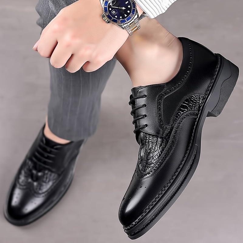 Men's Oxford Formal Shoes Retro Round Toe Comfortable Lug Sole Non-Slip Lace-Up Dress Shoes Business Work Shoes for Men2