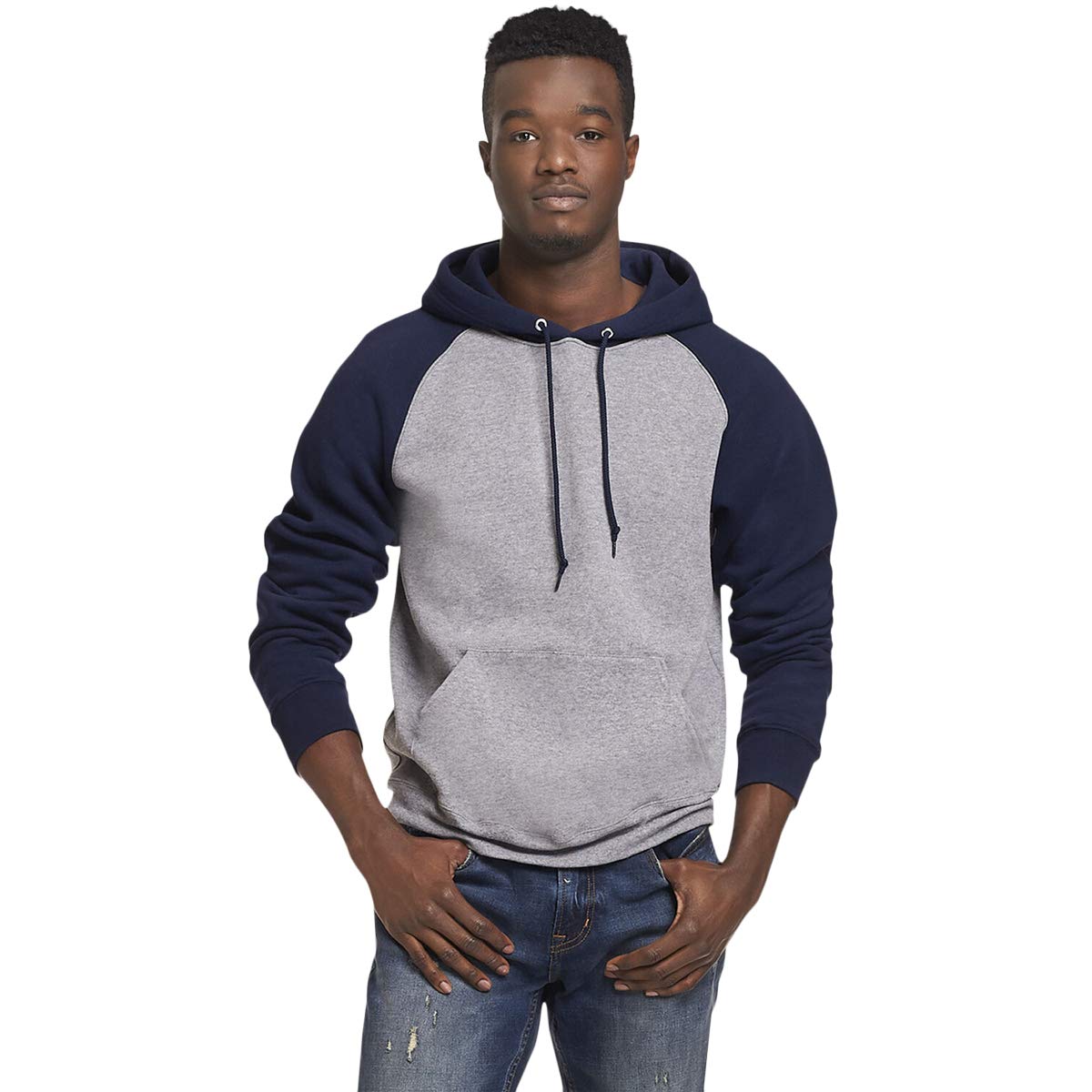 Russell Athletic Men's Oxford/Navy Dri-Power Color Block Fleece Hoodie, S
