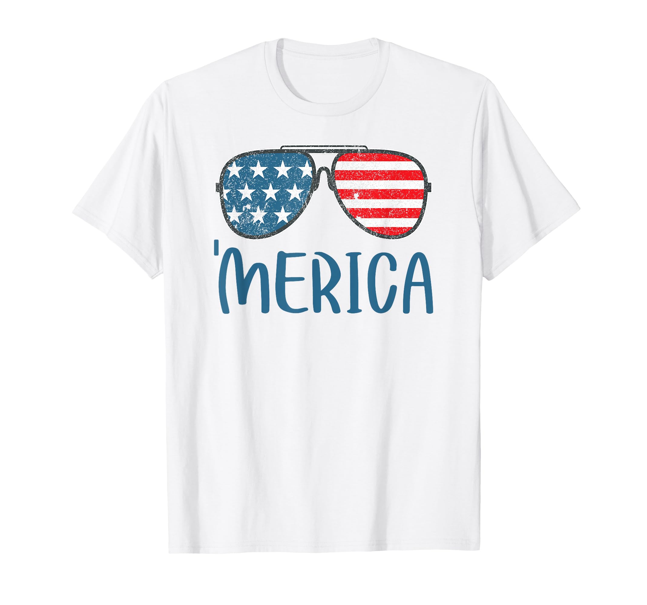 Merica 4th Of July America Retro Sunglasses American Flag T-Shirt