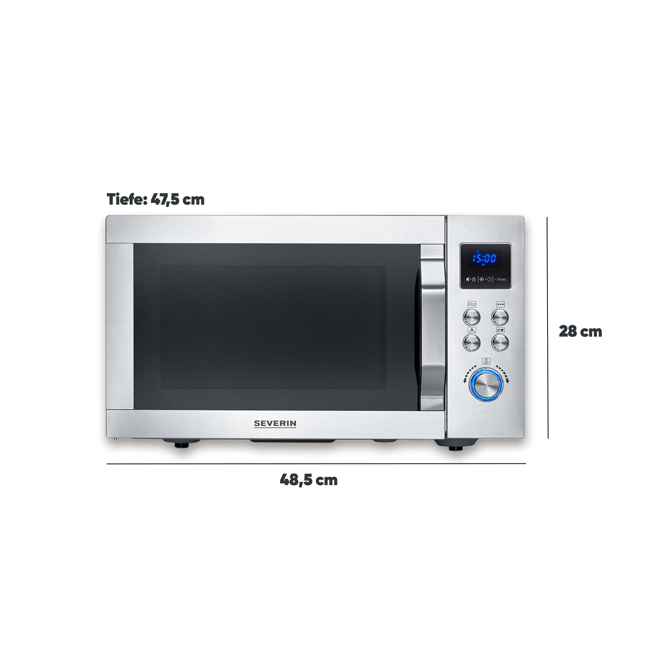 SEVERIN - Microonde con grill e funzione aria calda 900 W - Acciaio inossidabile MW 7918