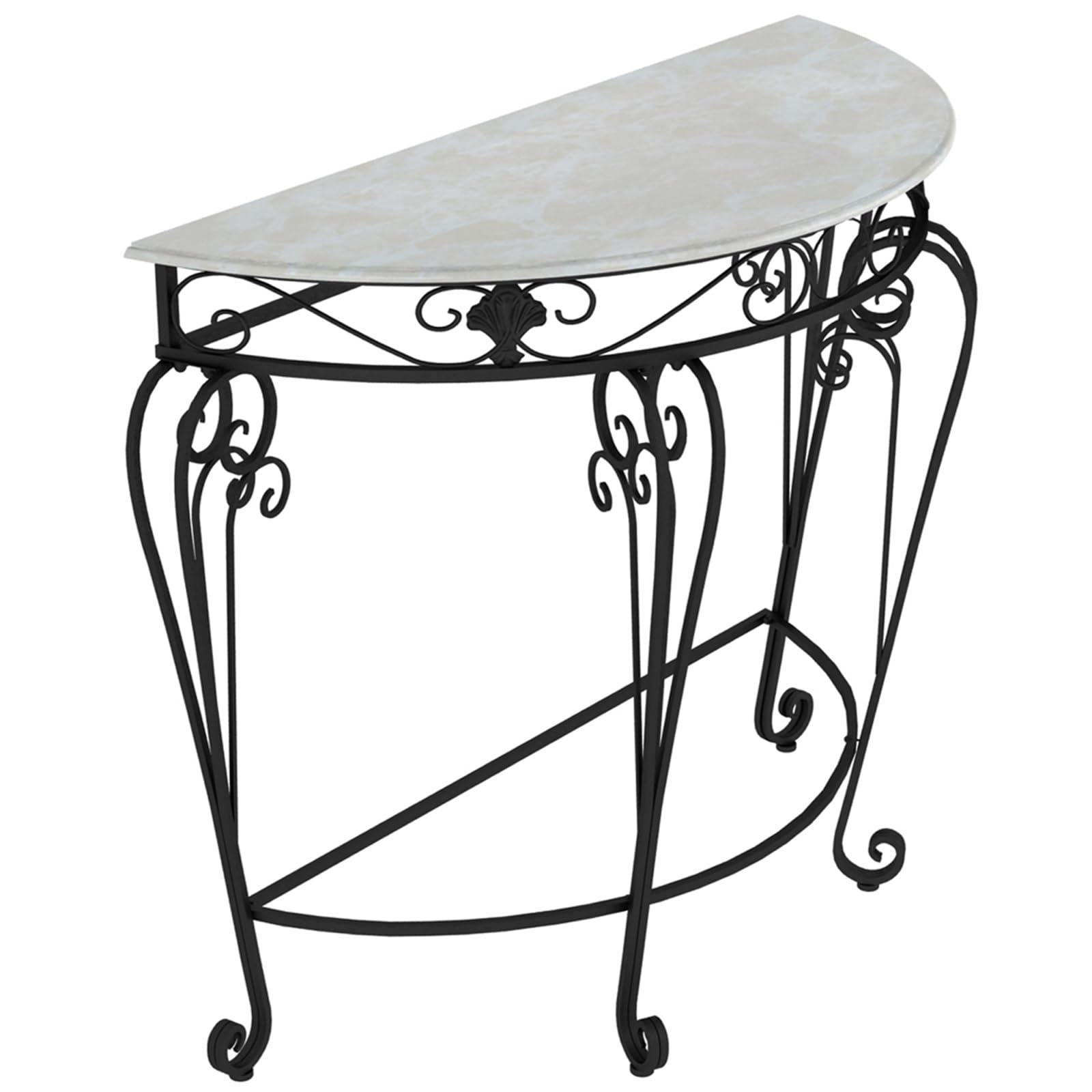Yclty Half Moon Console Table with Metal Scroll Legs, Top Entryway Table