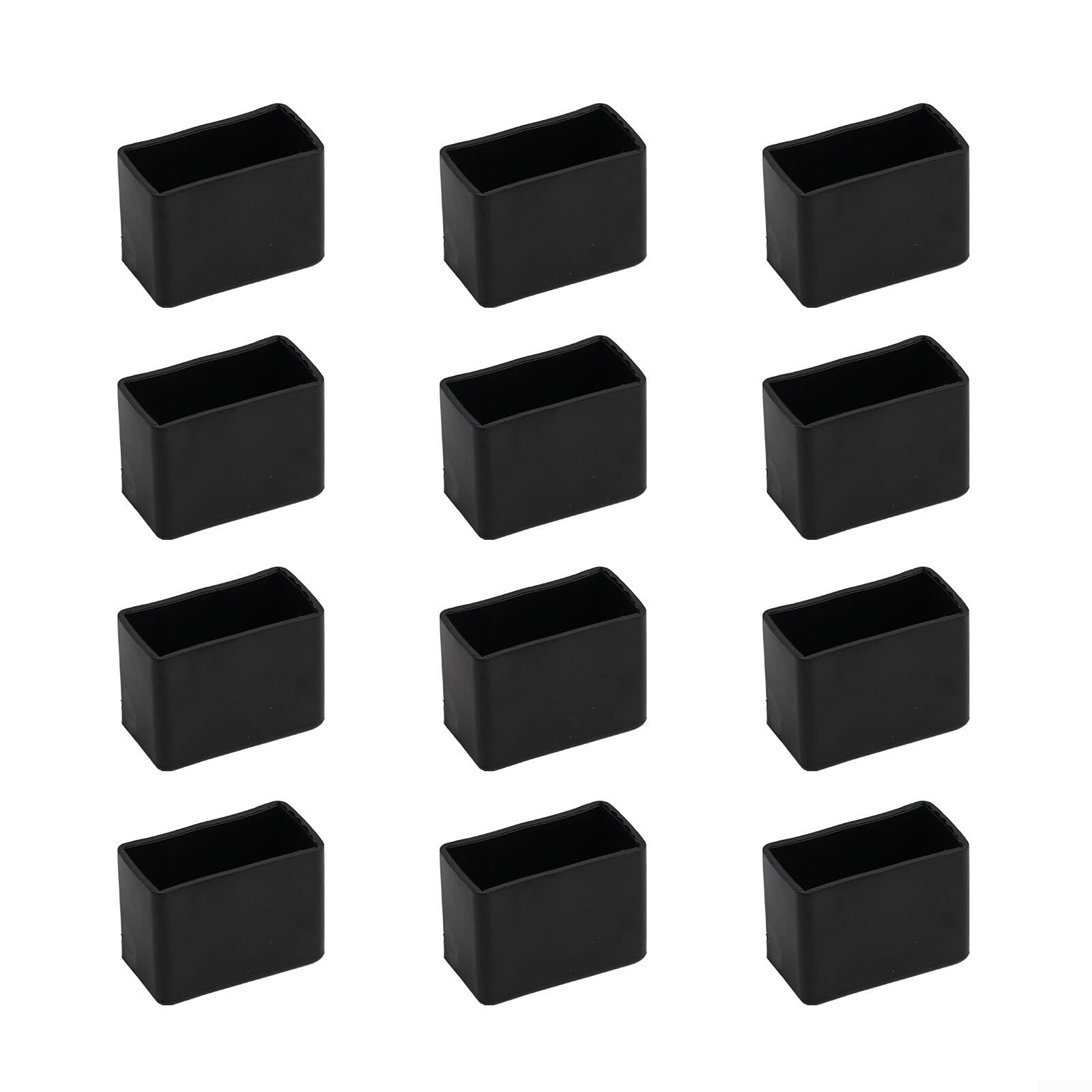 YJDOORPLAY 12PCS Rubber Leg for Furniture Feet Protectors Table Cover Floor Scratch Noise Prevention Rectangle Black PVC(15x30mm)