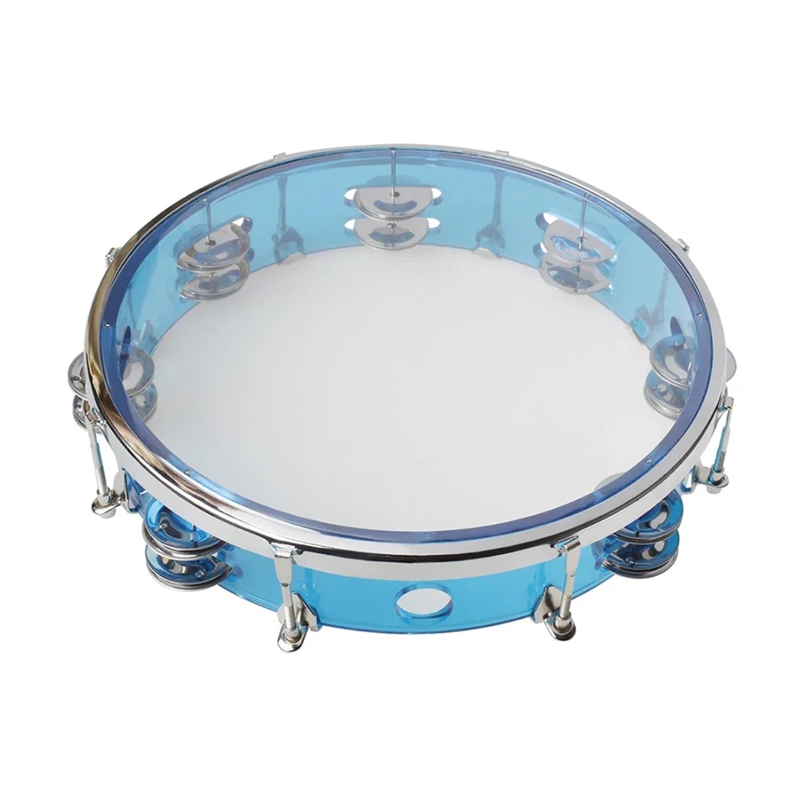 Pandereta roja autoajustable de 10 pulgadas, tambor de mano, doble fila de cascabeles, instrumento de percusión, pandereta(Red)