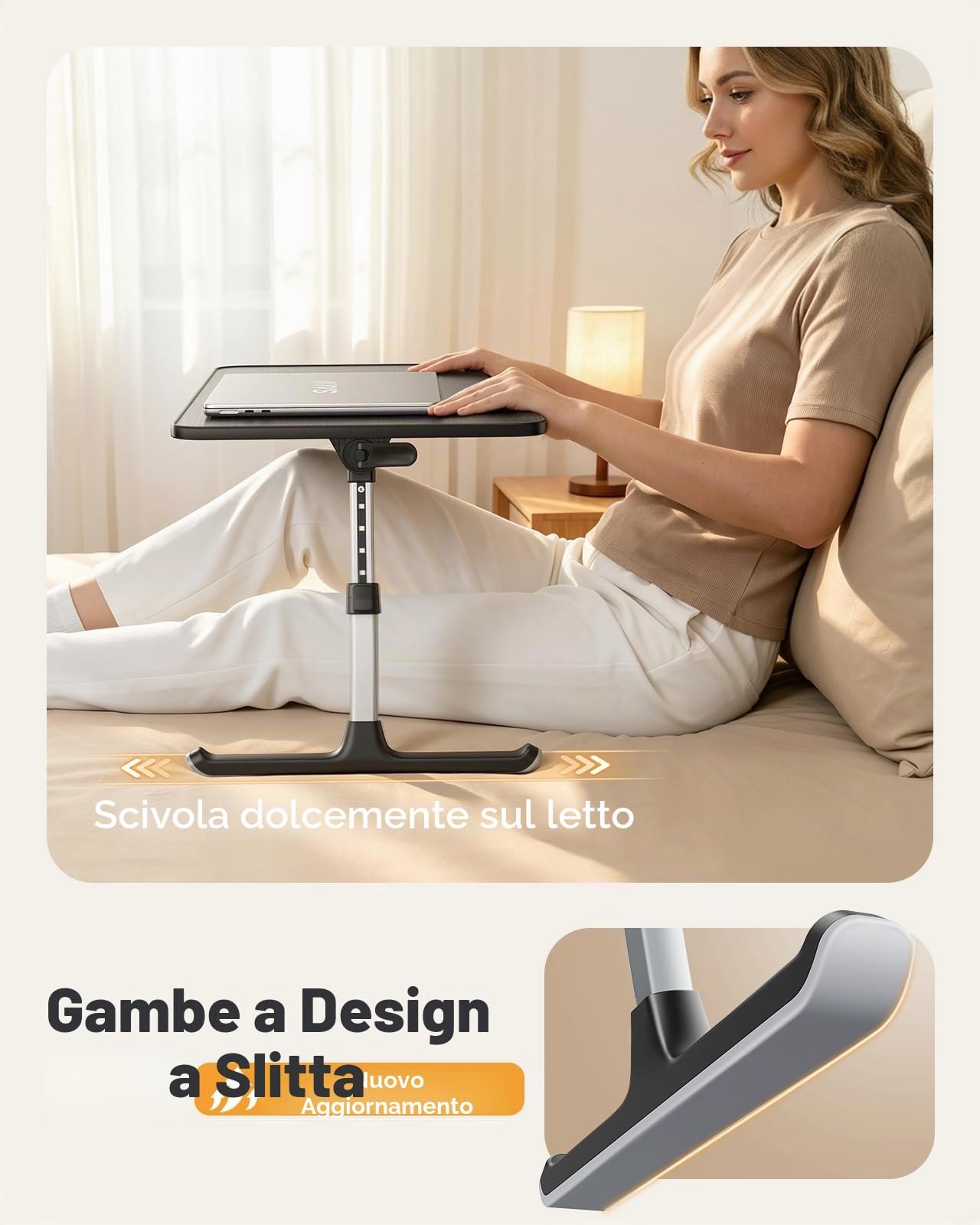 Tavolo, SAIJI Tavolino da letto, Supporto pc Portatile regolabile a 5 altezze, lapdesk pieghevole, per divano divano pavimento lavoro studio lettura scrittura mangiare (52 * 30cm nero)