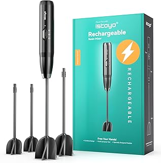 Rechargeable Resin Mixer, Epoxy Mixer for Saving Your Wrist, Epoxy Resin Mixer, Resin Stirrer for Resin Molds, Resin Supplies, Resin, Silicone Molds Mixing, DIY Crafts (Included 4 pcs Paddles)