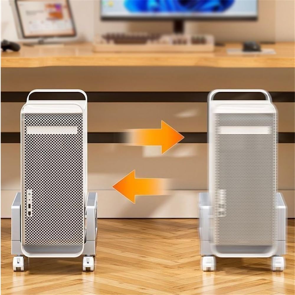Podstawka pod CPU Stojak na komputer PC Tower, stojak na komputer PC Tower z kółkami, mobilny stojak na procesor do obudowy komputera do gier z wykładziną podłogową Uchwyt CPU(Biały)