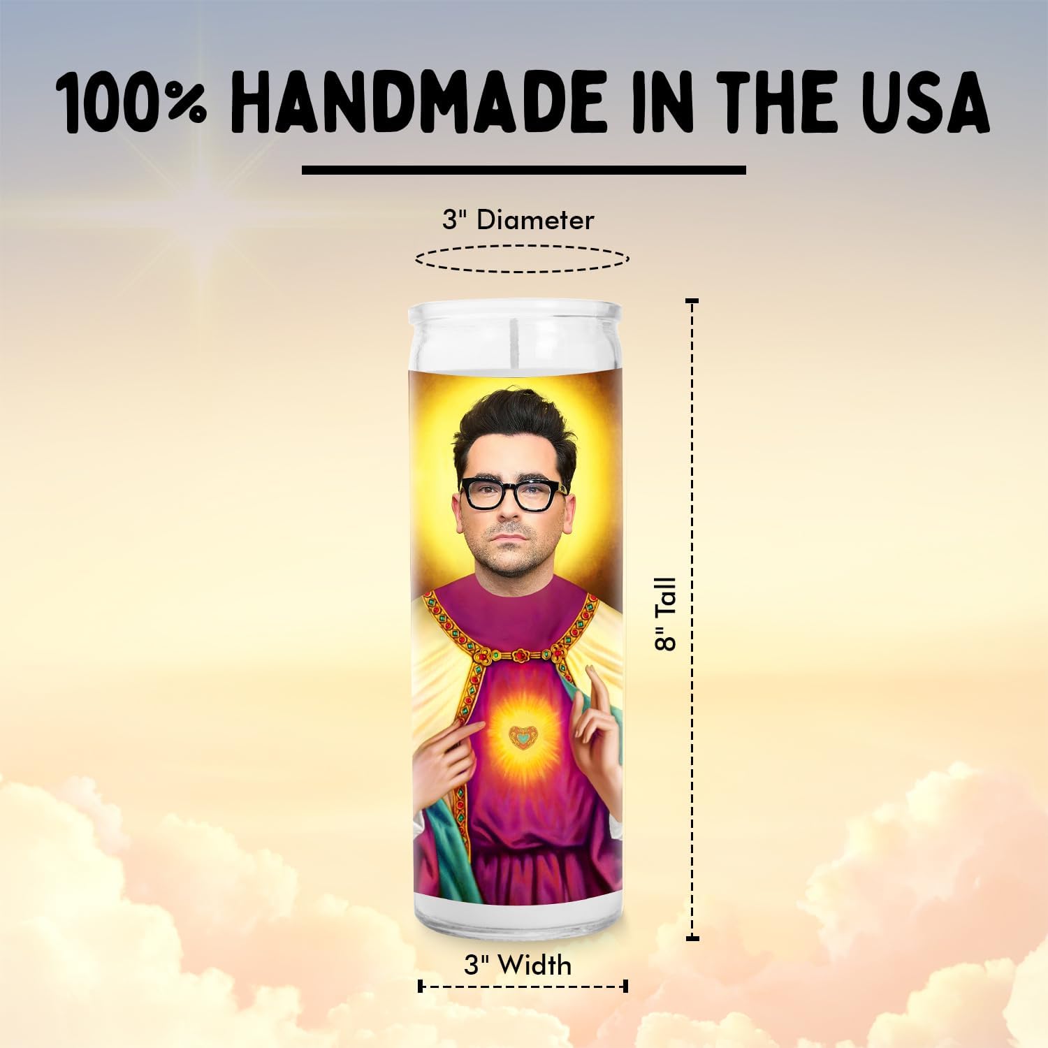 Dan Levy Celebrity Glass Jar Candle – Unscented Handmade Soy Wax Votive David Rose Candle – Unique Gift for Creek TV Show Movie Lovers – Home Decor Collectible for Living Room & Office