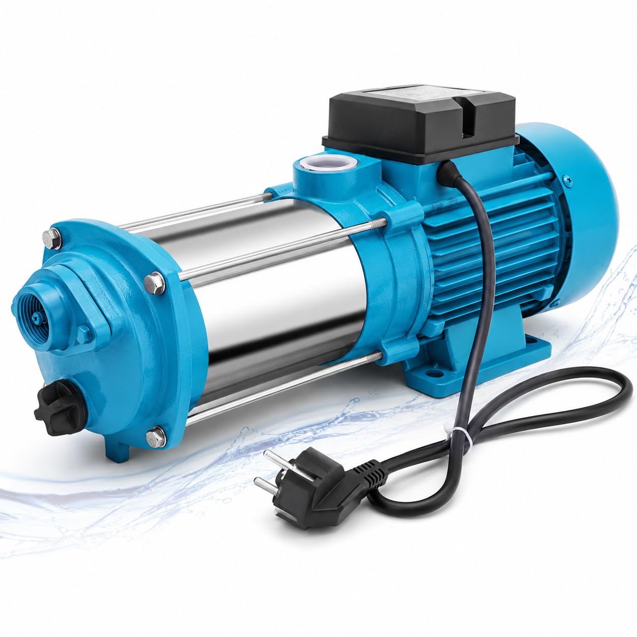 Pompe de Jardin 1300W 4000 L/H, Pompe à Eau Électrique Centrifuge, Pompe de Surface en Acier Inoxydable 9,8 Bar, Hauteur de Refoulement 98 m, Pompe d’Irrigation Eau Claire pour Jardin, Ferme, Étang et