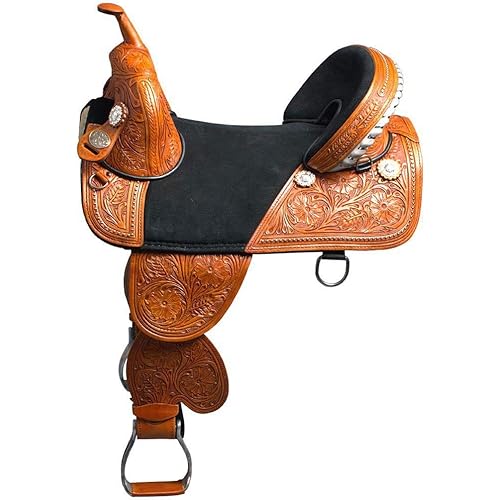 Deen, Enterprises, Adult Western Barrel Racing Trail Premium Leather TREELESS Horse Saddle Tack Size 14" to 18" Inches Seat Available