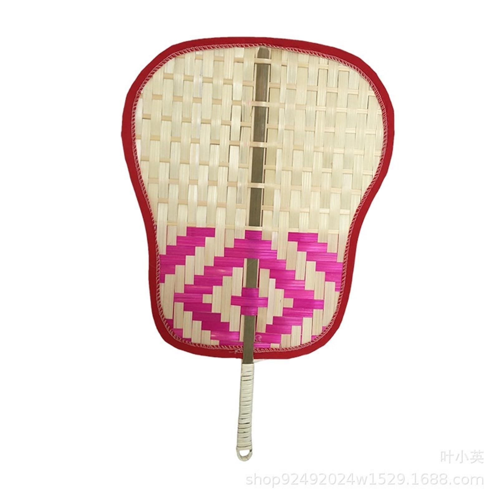 Woven Hand Fan, Bamboo Straw Woven Hand Fan 43x26cm Multicolor(Purple)