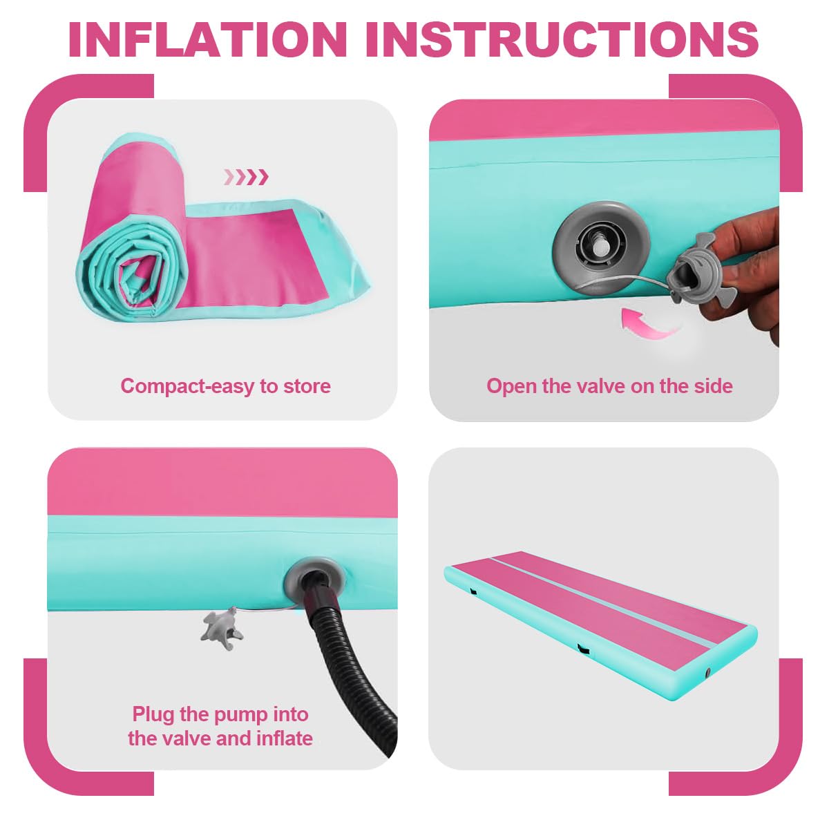 tapis de gymnastique 20cm Haut Tapis Entraînement epais 3 M Tapis de Gym Gonflable Piste Gonflable Gymnastique Tumbling Gymnastique avec Pomp a air