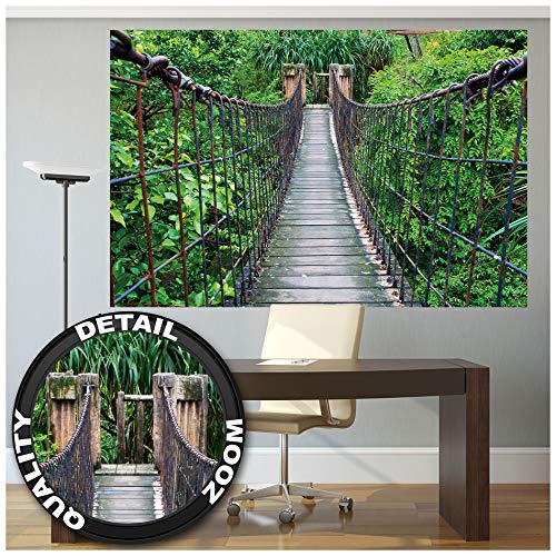 GREAT ART XXL Affiche  Pont Suspendu  décoration Murale Paysage de Jungle Nature Aventure Pont forêt Tropicale Brousse Tropiques Jungle Pont de Bois Mur (140 x 100 cm)