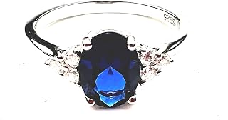 Lab Made Sapphire Ring Solid Sterling Silver 925, September birthstone, Promise Ring
