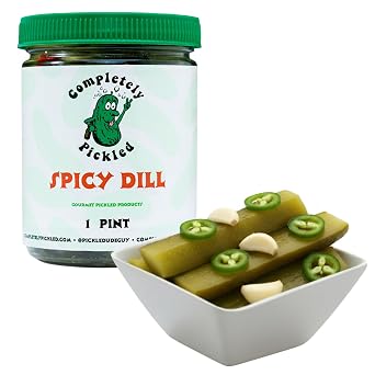 Gourmet Spicy Dill Pickle Spears, Crunchy Bold Flavor, No Sugar, Preservatives or Artificial Colors, Made with Apple Cider Vinegar & Hand-Blended Spices,16 oz Jar 1 Pack