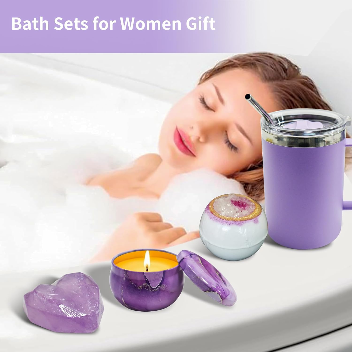 12 PCS Birthday Gifts for Women Spa Gifts for Women-for Mom Wife Girlfriend Sister Daughter Female Friend Her-for Birthday Mothers Day Bridal Shower Retirement Get Well Thank You - Purple - Image 7