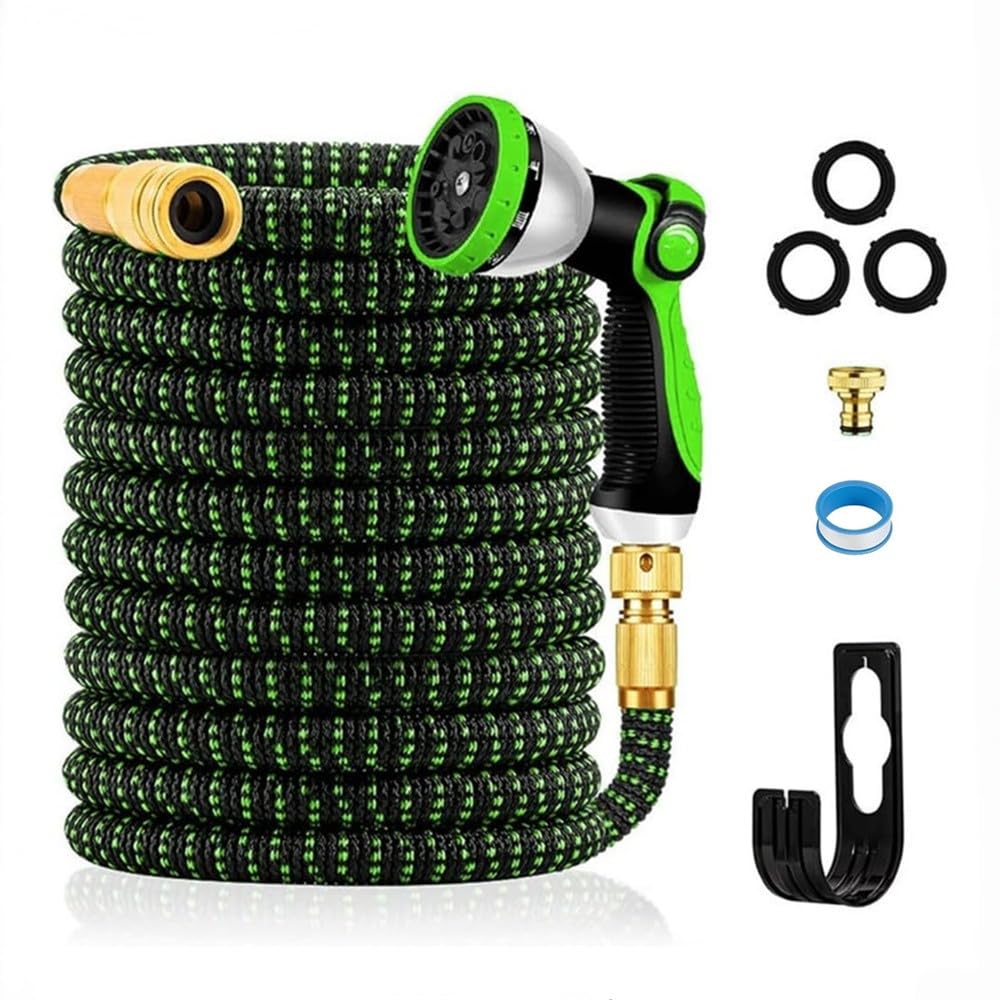 WESEN Tubo da Giardino Estensibile 7.5m/15m/30m/37.5m/45m, 37.5m Tubo Estensibile con connettore in ottone da 3/4" e 1/2", Tubo con Canna Acqua Giardino con ugello spruzzatore a 10 funzioni