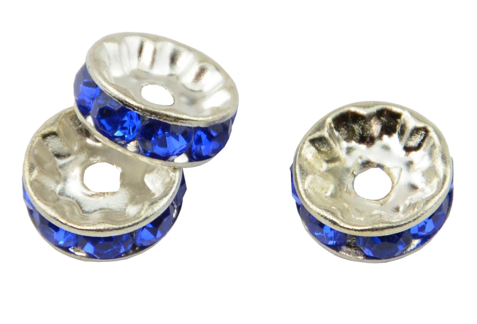 Box Displays Dark Blue Pack Of 30 Rhinestone Crystal Rondelle 6X4mm Silver Colour Spacer Beads Diy Jewellery Making Craft Beading Fashion Jewelry Costume Design Spacer Finding Beads