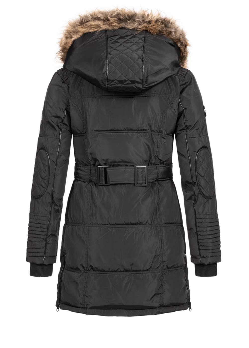Geographical Norway Belissima - Chaqueta de invierno para mujer con capucha de piel