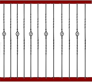 Square Wrought Iron Plain Balusters Hollow Iron Spindles for Indoor Stairs (Pack of 12) New Artistic Textured Black