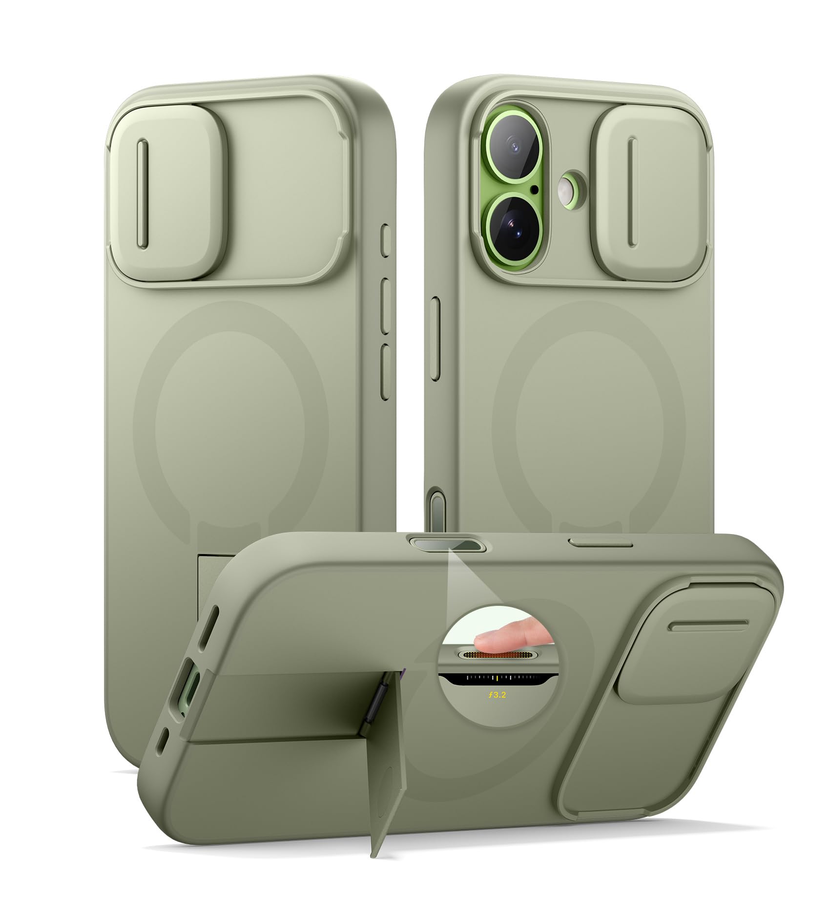 SURITCH for iPhone 17 Case with Camera Control Cover, Camera Slide Cover and Adjustable Kickstand, Compatible with MagSafe, Shockproof Bumper