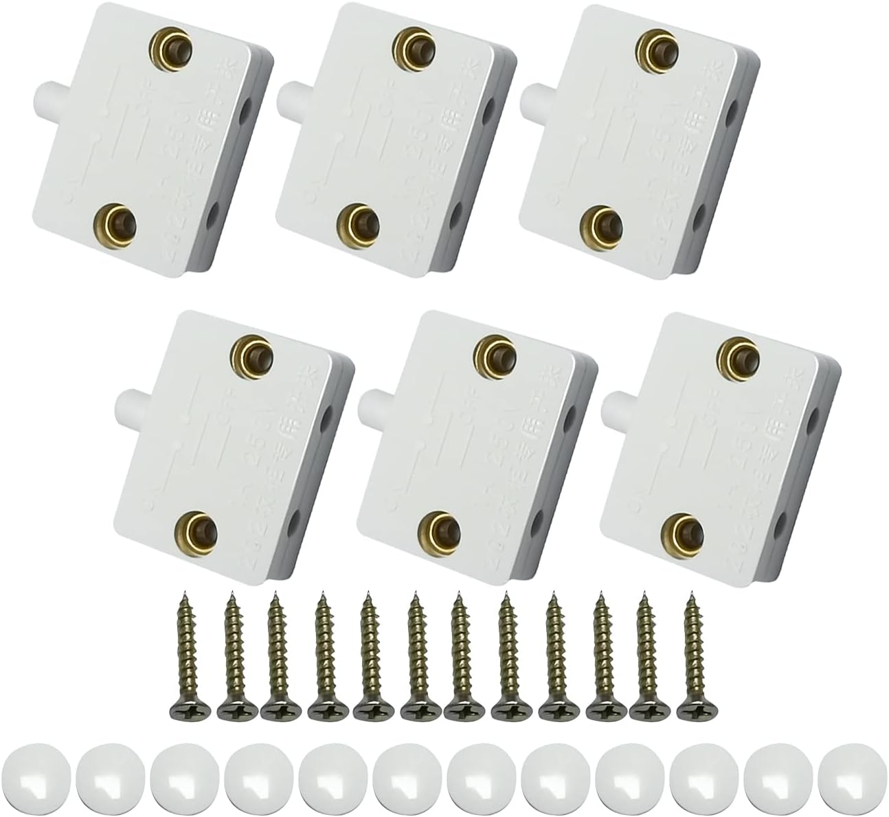 6X Light Switch Open On Close Off for Cabinet, Drawer (White)