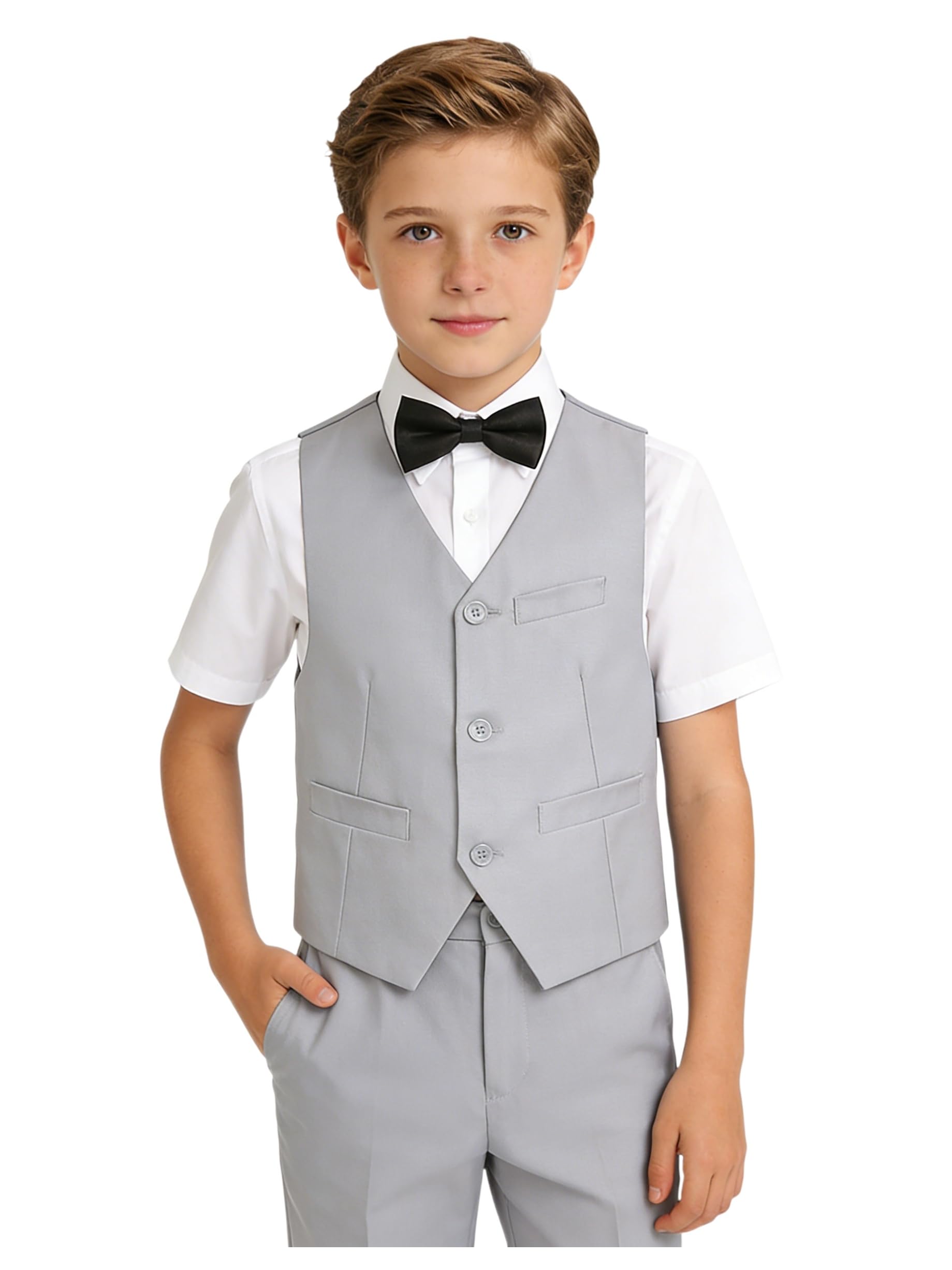 Boys Suit Homecoming Dresses for Kids Ring Bearer Outfit Suits Tuxedo Formal Vest and Pants Suit Set