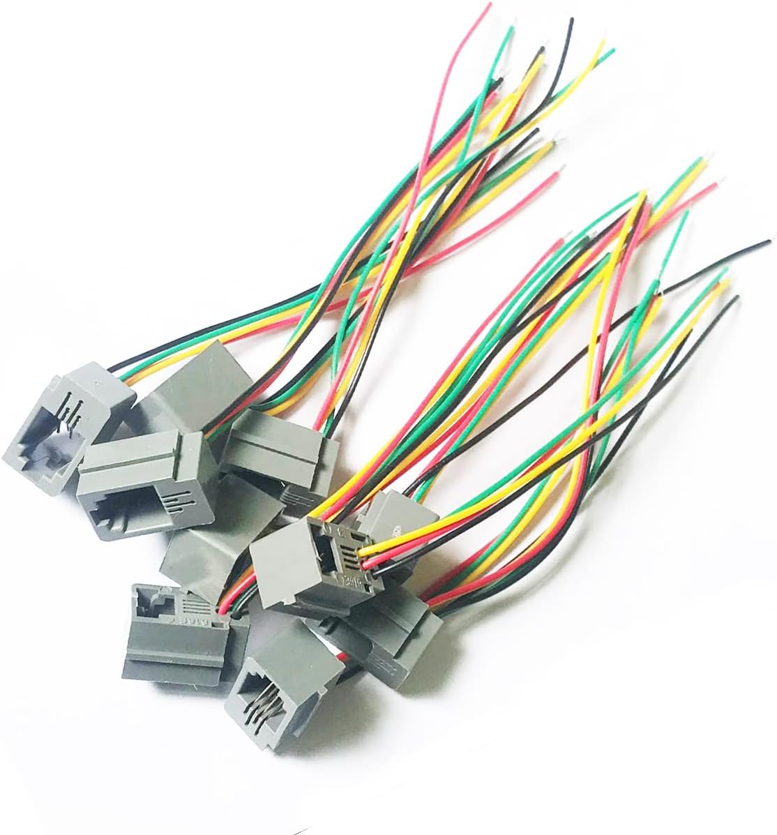 jing with Wires RJ9 Female Connector 4P4C PCB Socket Mount Telephone Connectors Grey – (10 Pcs)