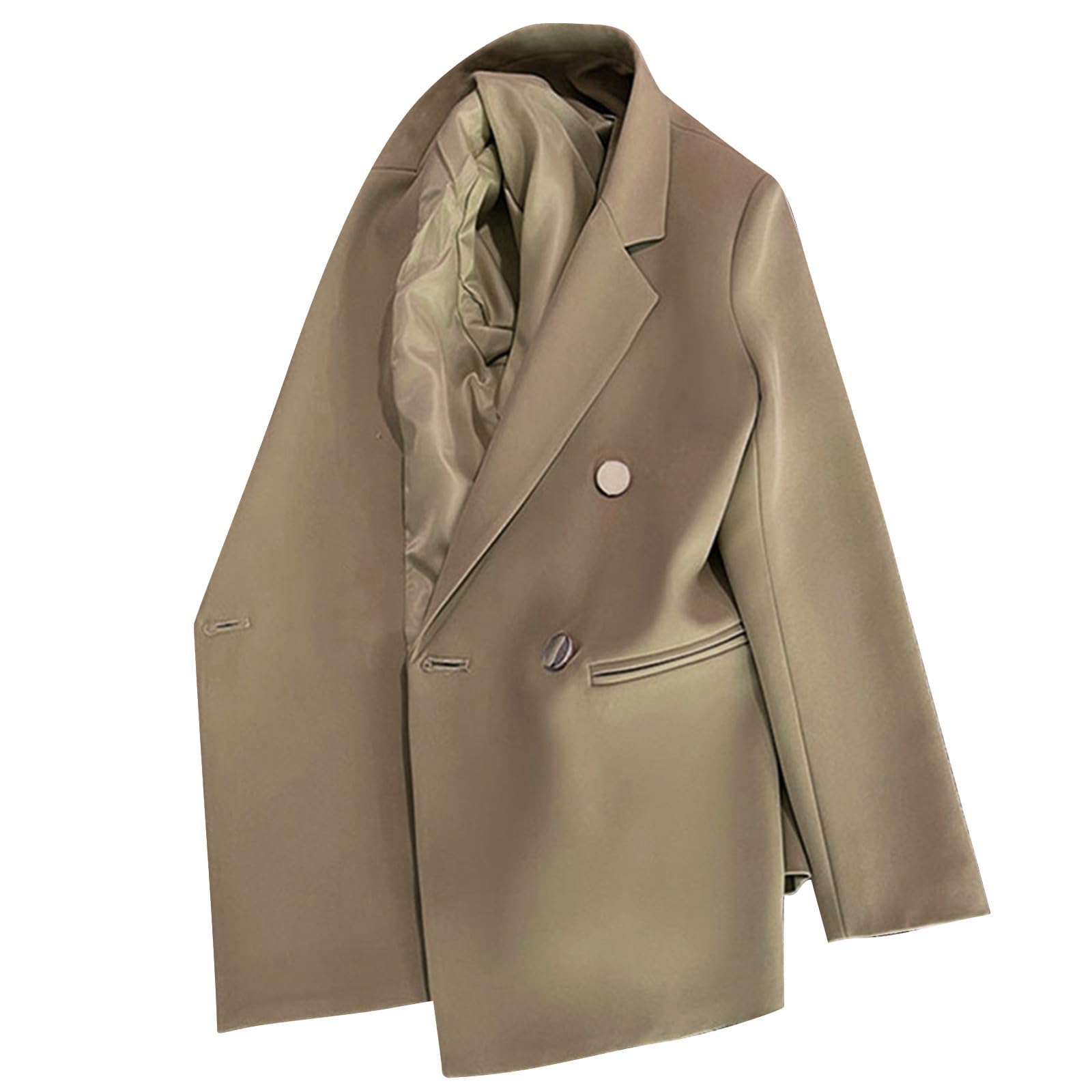 Blazer - Chaqueta de traje, elegante, con frente abierto, para trabajo, oficina, entretiempo, negocios, cuello de solapa, chaqueta larga, chaqueta cómoda, chaqueta para el tiempo libre, monocolor