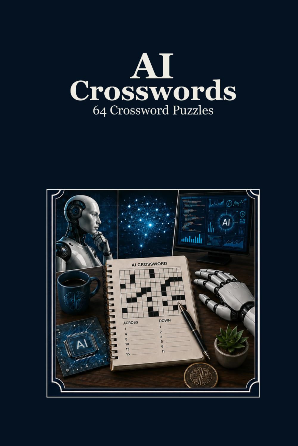 AI Crosswords 64 Crossword Puzzles: | 6x9 Inches, 128 Pages | 64 crossword Puzzles | Solutions Included|