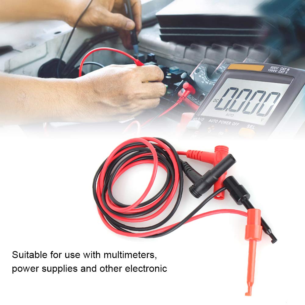 1 Paar Multimeter-Messkabel Bananenstecker Zum Testen der Hakenklemme Sondenkabelmessung für Multimeter-Bananenstecker Durchmesser 4 Mm Prüfhakengröße 60 Mm Länge 1 M